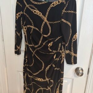 Ralph Lauren Black Dress with Gold Chain Pattern